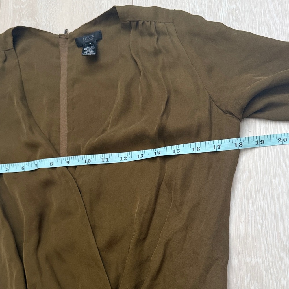 J. Crew Collection Olive Silk Long Sleeve Dress Wool Skirt - Picture 6 of 10